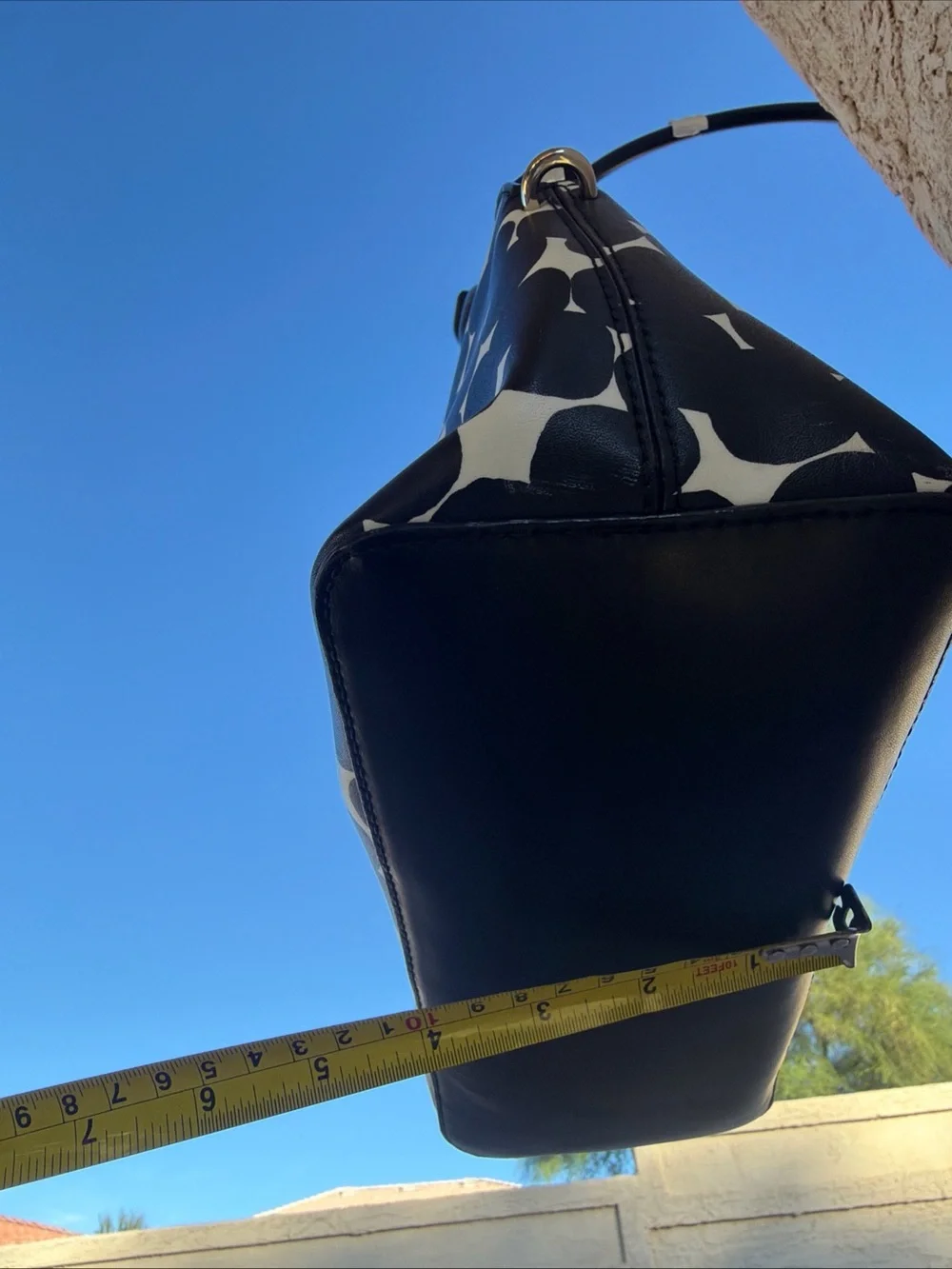 Kate Spade Black White Dot Print Dome Satchel Hand Bag M Medium